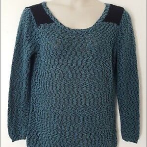 Maurices Green Black Thick Crochet Knit Long Sleeve Sweater